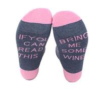 Boolavard If You Can Read This Novelty Funny Saying Combed Cotton Crew Dress Beer Coffee Chocolate Wine Socks, Gag Gift Shoe Size 6-11 for Men Women (Wine-Blue/Pink)