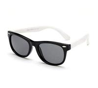 Boolavard Kids Polarized Sunglasses Rubber Flexible Shades for Girls Boys Age 3-10 (Black White)