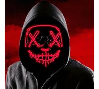 Boolavard LED Purge Mask - Scary Light Up Halloween Mask Glow in the Dark - Neon EL Wire Cosplay Costume Mask with 3 Flashing Modes for Teens & Adults Festival Masquerade Carnival Party