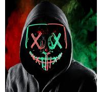 Boolavard LED Purge Mask - Scary Light Up Halloween Mask Glow in the Dark - Neon EL Wire Cosplay Costume Mask with 3 Flashing Modes for Teens & Adults Festival Masquerade Carnival Party