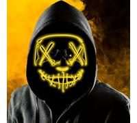 Boolavard LED Purge Mask - Scary Light Up Halloween Mask Glow in the Dark - Neon EL Wire Cosplay Costume Mask with 3 Flashing Modes for Teens & Adults Festival Masquerade Carnival Party