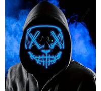 Boolavard LED Purge Mask - Scary Light Up Halloween Mask Glow in the Dark - Neon EL Wire Cosplay Costume Mask with 3 Flashing Modes for Teens & Adults Festival Masquerade Carnival Party