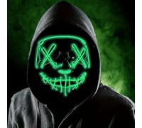 Boolavard LED Purge Mask - Scary Light Up Halloween Mask Glow in the Dark - Neon EL Wire Cosplay Costume Mask with 3 Flashing Modes for Teens & Adults Festival Masquerade Carnival Party