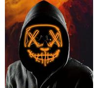 Boolavard LED Purge Mask - Scary Light Up Halloween Mask Glow in the Dark - Neon EL Wire Cosplay Costume Mask with 3 Flashing Modes for Teens & Adults Festival Masquerade Carnival Party