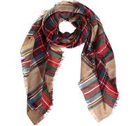 Boolavard Plaid Cashmere Feel Classic Soft Luxurious Winter Scarf For Men Women (Camel)
