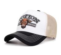 Boolavard Retro Station Heritage Trucker Hat - Vintage Western Bull Graphic Mesh Back Cap, High Profile Foam Front Snapback, Classic Gas Station Style Baseball Hat for Men and Women (White)