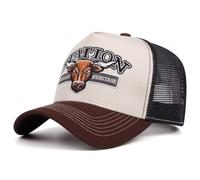 Boolavard Retro Station Heritage Trucker Hat - Vintage Western Bull Graphic Mesh Back Cap, High Profile Foam Front Snapback, Classic Gas Station Style Baseball Hat for Men and Women (Brown)