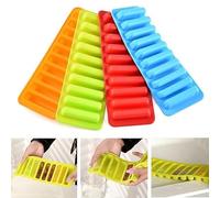 Boolavard Set of 4 Silicone Narrow Ice Stick Cube Trays with Easy Push and Pop Out Material, Ideal for Sports and Water Bottles, Assorted Bright Colours