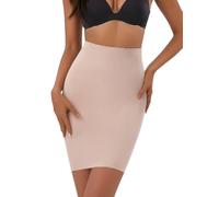 Boolavard Shapewear Dress Slip for Under Dresses Half Slip Tummy Control Seamless Slimming Slip Body Shaper (UK, Alpha, XL, Regular, Regular, Beige)