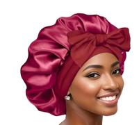 Boolavard Silk Bonnet for Sleeping Women Satin Bonnet Double Layer Satin Lined Hair Bonnet with Tie Band Curly Hair (UK, Alpha, One Size, Red)