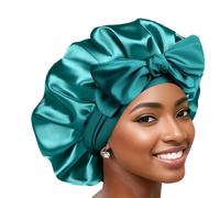 Boolavard Silk Bonnet for Sleeping Women Satin Bonnet Double Layer Satin Lined Hair Bonnet with Tie Band Curly Hair (UK, Alpha, One Size, Teal)