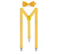 Boolavard Solid Color Mens Suspender Bow Tie Set Clip On Y Shape Adjustable Braces