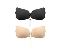 Boolavard Super Sticky Push Up Bras, 2 Pack Drawstring Strapless Backless Breast Lift Bras for Women Wedding Dresses Reusable (UK, Cup & Band, A)