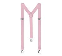Boolavard® TM Braces/Suspenders One Size Fully Adjustable Y Shaped With Strong Clips (Light Pink)