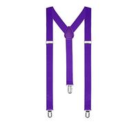 Boolavard® TM Braces/Suspenders One Size Fully Adjustable Y Shaped With Strong Clips (Purple)