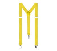 Boolavard® TM Braces/Suspenders One Size Fully Adjustable Y Shaped With Strong Clips (Yellow)