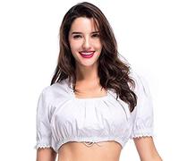 Boolavard Traditional Bavarian Oktoberfest Blouse German Dirndl (XL) White