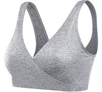 Boolavard Women's Cotton Spandex Seamless Sleep Bra for Nursing and Maternity (X-Large, Grey)