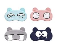 Booluee 4 Pcs Cute Cartoon Expression Sleep Eye Mask Sleep Mask Soft Comfortable Blindfold Eye Cover Eyeshade for Kids Men Women Plane Travel Nap Night Sleeping