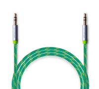 Boom 24 Carat Gold Plated Braided Aux Cable 3.5mm Jack Plug 1.5m Green Boom Green