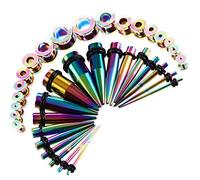 BOOM 36Pcs Ear Stretchers Kit, 18 Pcs Ear Taper Kit Stainless Steel/Acrylic With Double O-ring+ 18Pcs Flesh Tunnel Stainless Steel Screwd/Unscrewd Stretching Kit Plug
