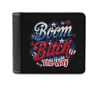 Boom Bitch Get Out The Way Funny Wallet for Men RFID Blocking Bifold Wallet Soft Billfold with Card Slots Custom Gifts