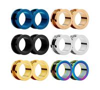 BOOM Ear Tunnels Plugs Stretchers, 12Pcs Flesh Tunnel 8mm- Stainless Steel Double Flared Screwed for Body Piercing