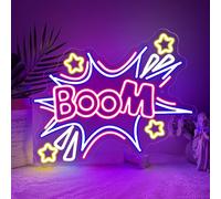 Boom LED lights,Cool Anime Neon Light Sign for Wall Art Decor,Star Backdrop for Game Room Bedroom Club Party Man Cave,Colourful Dimmable Game Neon Sign Gift for Teen Men Women USB Powered（12.4"*16.7"）