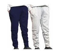 BOOM Prime 2 Pack Mens Joggers Tracksuit Bottoms Fleece Jogging Trousers with Pockets - Elasticated Cuffed Fit, Adjustable Drawstring Sports Gym Casual Running Pants (UK, Regular, Navy/Grey Large)