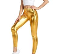 BOOM Prime Girls Metallic Leggings Shiny Stretch Dance Gymnastics Pants Ages 3-14 (as8, Age, Regular, Gold, 7-8 Years)