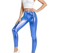 BOOM Prime Girls Shiny Metallic Leggings - Stretchy Kids Dance & Gymnastic Pants for Parties, Disco, Performances & Fancy Dress - Full Length Tights, Ages 3-14 Years (as8, Age, Royal, 5-6 Years)