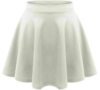BOOM Prime Girls Skater Skirt - High Waisted Stretchy Flared Mini Skirt for School, Uniform, Parties & Casual Wear - Soft Lightweight Kids Skirts for Ages 5-14 Years (7-8 Years, Cream)