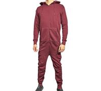 BOOM Prime Unisex Adult Onesie - Zip Up Fleece Jumpsuit with Hood Warm Loungewear Pyjamas for Men & Women, All-in-One Sleepwear Sizes M-XL (UK, Alpha, L, Regular, Regular, Burgundy)