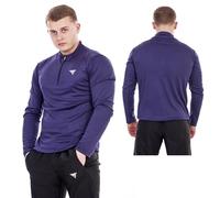 BOOM PRO Men’s & Women’s Quarter-Zip Polyester t Shirts - Long Sleeve Breathable Quick-Dry t Shirts for Gym, MMA, Running & Activewear Navy Blue