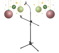 Boom Stand Floor Tripod, Adjustable Gooseneck Arm with Phone Holder, Metal Pipe Construction, Rotating Support for Live Streaming, Weddings, Singing, Stage Performances