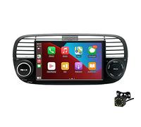 BOOMBOOST Wireless CarPlayer Android Auto Car Stereo Android 7 Inch 2 Din Touch Screen Car Radio Support Bluetooth/FM/WiFi/GPS/Mirror Link Compatible with Fiat 500+12LED Camera (Black)