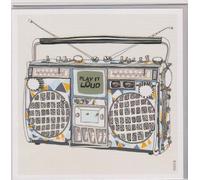 'Boombox' Hi-Fi Stereo Blank Greetings Card by Paul Rocca