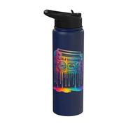 Boombox Vintage Cassette Retro Splash Art Stainless Steel Insulated Water Bottle