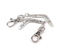 Boomerang Travel Clip on Pewter Bag Charm with a Return Safely Message