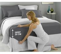 Boomerangg Fitted Sheet Super Soft Easy Care Polycotton Bed Linen with 25CM Depth Luxury Bedding Bedsheet (Dove Grey, Single)