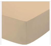Boomerangg Fitted Sheet Super Soft Easy Care Polycotton Bed Linen with 25CM Depth Luxury Bedding Bedsheet (Latte, Double)