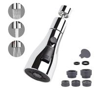 BoomHoze Kitchen Sink Tap Spray Attachment Head with 3 Modes, 360°Swivel Spout FM22 M24,Tap Extender for Kitchen Sink Replacement Tap Compatible with Moen,Delta,Kohler Faucets,Tap Adapter,Chrome,G1/2