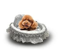 BOOMLATU Pet Bed Princess Bowknot Lace Cute Bed Dog,Elegant Lovely Warm Dog Bed Cat Bed for Small Pet (Small(19.6 x 21.6 x 4.7in), Gray)