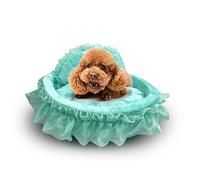 BOOMLATU Pet Bed Princess Bowknot Lace Cute Bed Dog,Elegant Lovely Warm Dog Bed Cat Bed for Small Pet (Small(19.6 x 21.6 x 4.7in), Green)