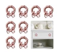 BOOMLATU Pink Bow Style Zinc Alloy Knobs and Pulls, 6 Pack Arch Cabinet Knobs for Kitchen Cabinets Nursery Door Decorative Tie for Kids (Pink, 6 PCS)