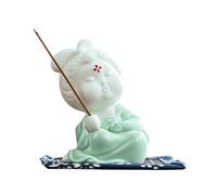 BOOMLATU Small Ceramic Statue of Chiness Fat Lady Decorative Figurine in Tang Dynasty with Mat and Incense Stick for Home Decor,Yoga Decor,SPA,Aromatherapy Ornament (Green, Style C)