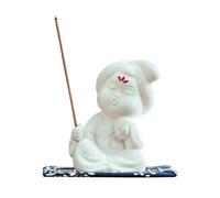 BOOMLATU Small Ceramic Statue of Chiness Fat Lady Decorative Figurine in Tang Dynasty with Mat and Incense Stick for Home Decor,Yoga Decor,SPA,Aromatherapy Ornament (White, Style A)