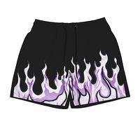 BOOMLEMON Men's Basketball Shorts Casual Workout Athletic Shorts Mesh Flame Graphic Print Running Short Pants, Cool Flame Black, Small