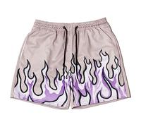 BOOMLEMON Men's Basketball Shorts Casual Workout Athletic Shorts Mesh Flame Graphic Print Running Short Pants, Cool Flame Purple, Small