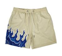 BOOMLEMON Men's Basketball Shorts Casual Workout Athletic Shorts Mesh Flame Graphic Print Running Short Pants, Cool Flame Blue, X-Small